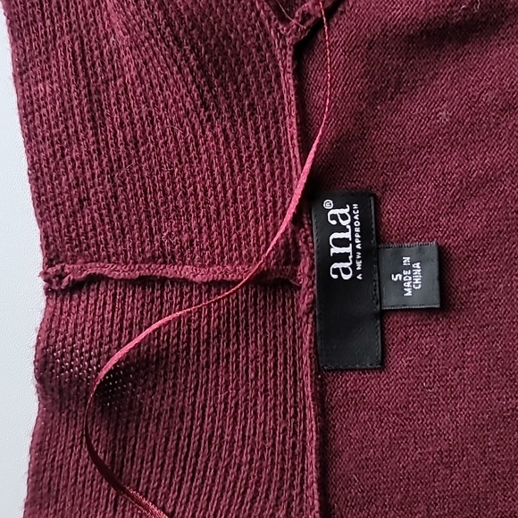 ana NWT wine cardigan Sm sweater waterfall lapels front pockets - Picture 11 of 13
